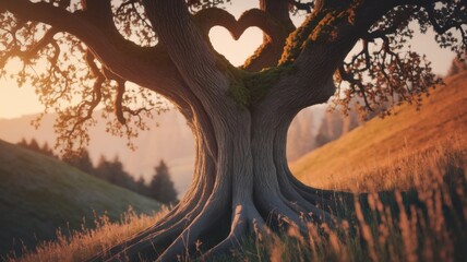 Heart-shaped tree. Valentine day concept