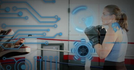 Boxer repeating combos, landing pad strike after trainer holding mitts, HUD tracking for training - Powered by Adobe