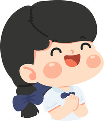 Illustration of a Happy Schoolgirl in Uniform