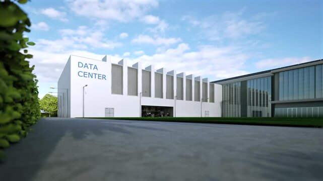 3d rendering data center building exterior 4k footage