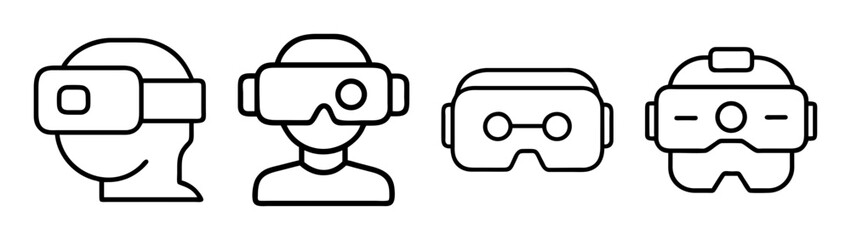 Future technology virtual reality headset digital device icons