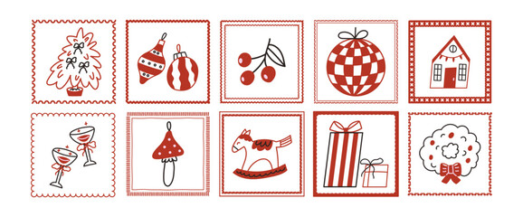 Christmas doodle in decorative frames