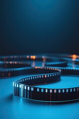 Filmstrip, enjoy watching movies online. Clipping path. 3D illustration.