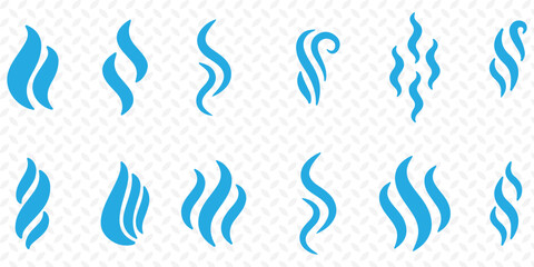Fire steam or Line smoke doodle hand drawn set. smell waves from food or coffee and beverages sketch style.
