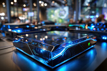 Modern Gaming Computer with Blue LED Lights