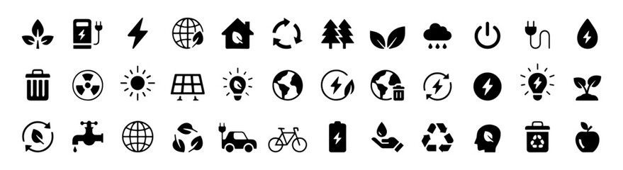 Ecology icons set. Nature, environment, recycle flat icon. Design elements for your projects. Vector illustration.