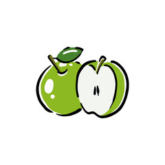 Healthy food vector illustration apple in a hand drawn style. Perfect for nutrition, diet content, meal prep, and educational design.