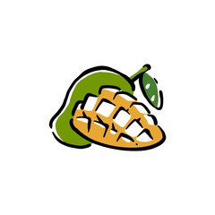 Healthy food vector illustration mango in a hand drawn style. Perfect for nutrition, diet content, meal prep, and educational design.