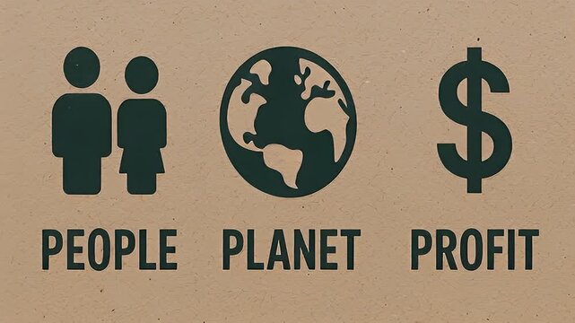 Sustainability triple bottom line people planet profit eco ethics business balance responsibility social environment economy icon infographic recycle green climate equity community corporate graphic