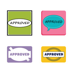 Modern 'Approved' Stamp set Four Unique Styles for Business, Documentation, and Digital Design can be useable for kids and school 