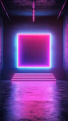 View of event stage with large LED screen, 3D illustration