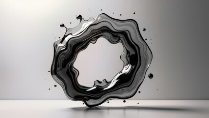 Twisted black liquor ring standing still close-up