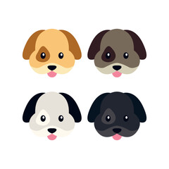 dog face head cute tongue out smiling smile emoji symbol sign icon vector illustration isolated flat brown puppy