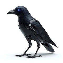 Obraz premium Futuristic Robotic Crow on White Background