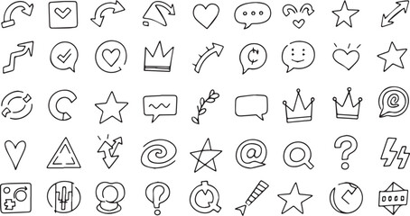 Collection of Hand Drawn Icons and Symbols for Design Projects.