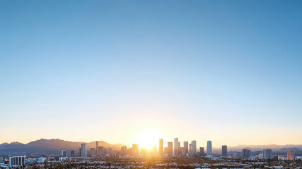 Fototapeta premium Sunrise skyline cityscape urban skyline morning light peaceful atmosphere