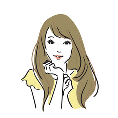 ロングヘアの可愛い女性上半身