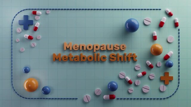 3D medical animation featuring Menopause Metabolic Shift with detailed cellular structures, metabolic pathways, biological mechanisms and scientific visualization for educational, clinical