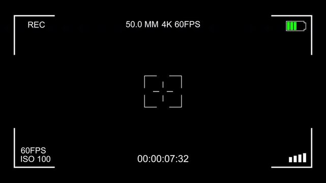 camera recorder, camcorder recording screen Template on black background video 4K
