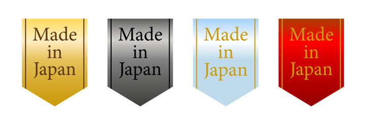 濃淡差を強調した4色ミックスのフラッグ型 Made in Japan ラベルセット