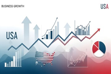 United states economic growth charts and graphs isolated on transparent background
