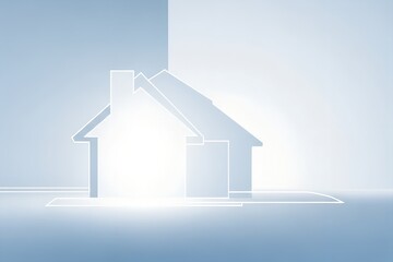Abstract geometric house silhouette with soft light and shadows isolated on transparent background