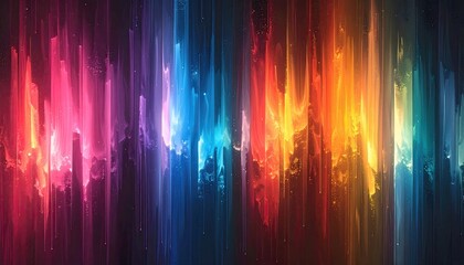 Vibrant abstract art featuring vertical light streaks in a spectrum of colors
