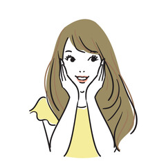 ロングヘアの可愛い女性上半身笑顔