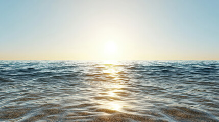 Obraz premium Sunlit ocean horizon golden reflection calm sea peaceful morning