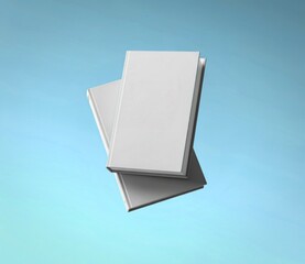 Two blank white rectangular objects floating against a light blue background