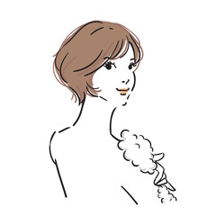 ショートヘアの可愛い女性上半身ボディケア