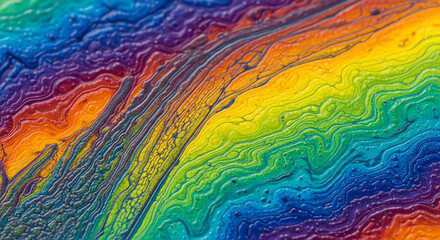 Colorful Liquid Flow Across Vivid Rainbow Surface