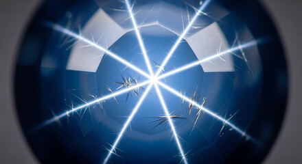 Crystal Blue Orb with Bright Intersecting Light Rays
