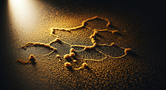 Abstract Golden Microbial Map
