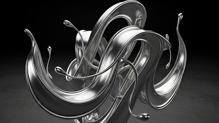 Dynamic Silver Liquid Splash Forms