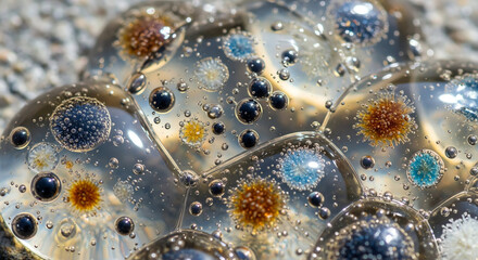 Microbial Bubbles Bloom on Glassy Surface