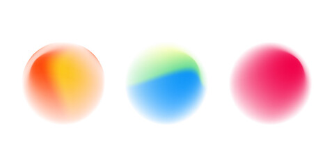 Set color circle gradient noise gradation. Abstract colorful watercolor blur mesh on isolated transparent background.