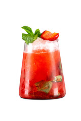 Lemonade glass with ice mint transparent