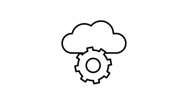 Cloud computing concept featuring gears and a cloud, symbolizing technology and data processing.