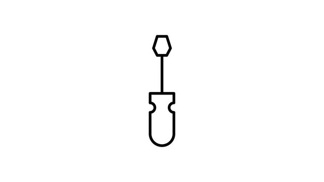 Black and white illustration of a screwdriver, showcasing its handle and blade in a detailed, artistic style.