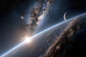 Obraz premium Exploring the beauty of distant galaxies and planets in deep space