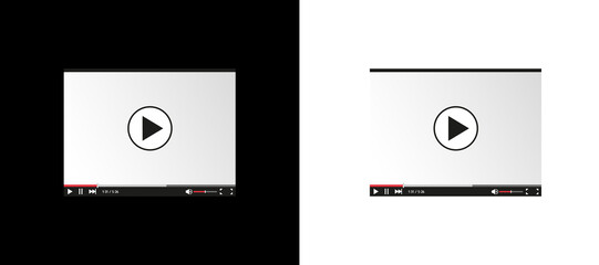Video player interface with play button and control bar on blank screen.