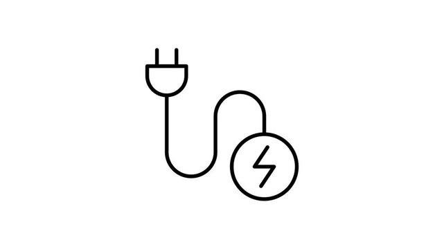 Black and white outline illustration of an electric plug, showing two prongs and a rectangular body.