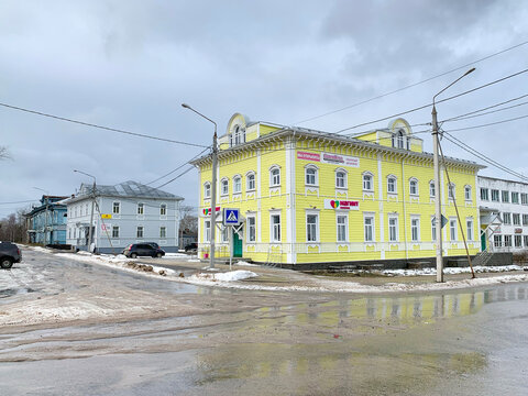 Belozersk, Vologda region, Russia, February, 19, 2020. The city of Belozersk, Dzerzhinsky street, 18. Russia, Vologda region