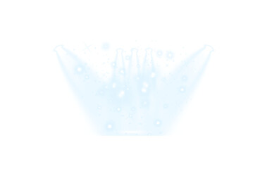 Blue glowing splash with sparkling particles, abstract luminous water burst and magical light effect on transparent background.