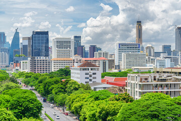 City roads and skyscrapers in downtown of Bangkok, Thailand