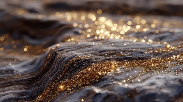 Abstract Luxury Onyx Texture With Fluid Golden Veins And Layered Stone Waves &mdash; Premium Decorative Mineral Background