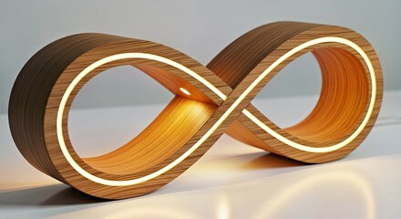Illuminated Wooden Laptop Stand Shaped Like Infinity Symbol