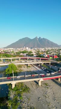 Cerro de la Silla in Monterrey, Nuevo Le&oacute;n- Vertical 4K Drone Video