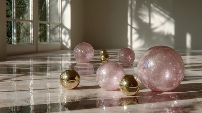 Elegant Glass And Gold Still-Life Composition With Soft Natural Window Light &mdash; Luxury Minimal Decor